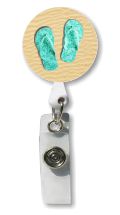 Retractable Badge Holder with Photo Metal: Flip Flops