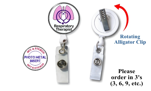 Retractable Badge Holder with Photo Metal: Respiratory Therapist