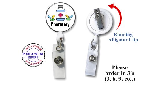 Retractable Badge Holder with Photo Metal: Pharmacy