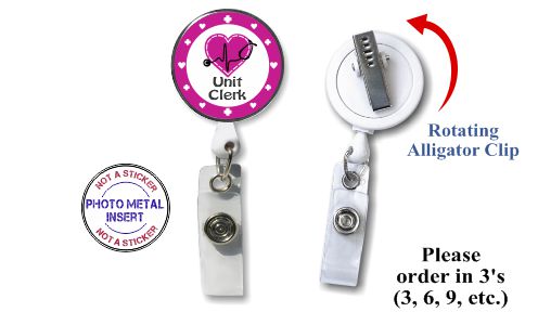 Retractable Badge Holder with Photo Metal: Unit Clerk