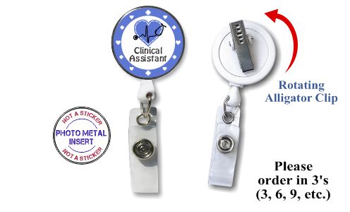 Retractable Badge Holder with Photo Metal: Clinical Assistant