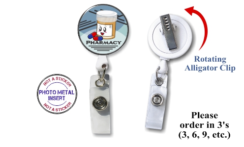 Retractable Badge Holder with Photo Metal: Pharmacy