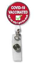 Retractable Badge Holder with Photo Metal: Covid-19 Vaccinated