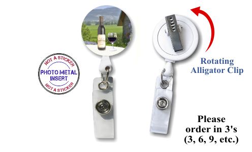 Retractable Badge Holder with Photo Metal: Wine Bottle