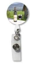 Retractable Badge Holder with Photo Metal: Wine Bottle