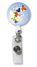 Retractable Badge Holder with Photo Metal: Butterflies