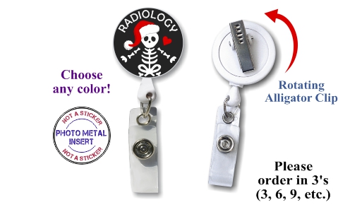 Retractable Badge Holder with Photo Metal: Christmas Radiology