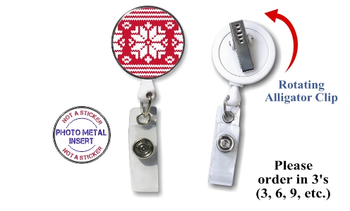 Retractable Badge Holder with Photo Metal: Holiday Snowflake