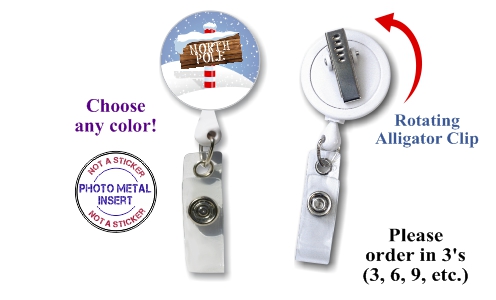Retractable Badge Holder with Photo Metal: North Pole