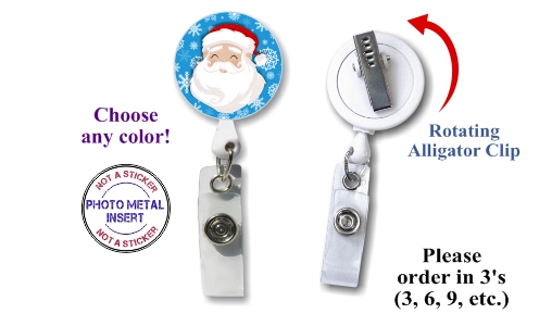 Retractable Badge Holder with Photo Metal: Santa
