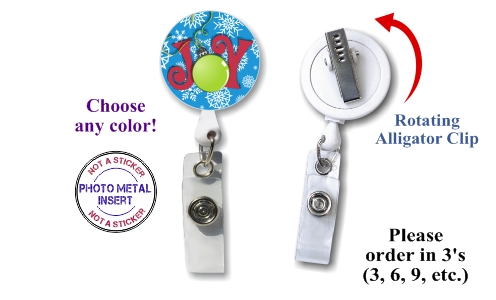 Retractable Badge Holder with Photo Metal: Joy