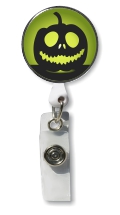 Retractable Badge Holder with Photo Metal: Halloween Pumpkin