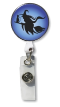 Retractable Badge Holder with Photo Metal: Halloween Witch