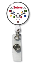 Retractable Badge Holder with Photo Metal: Reindeer