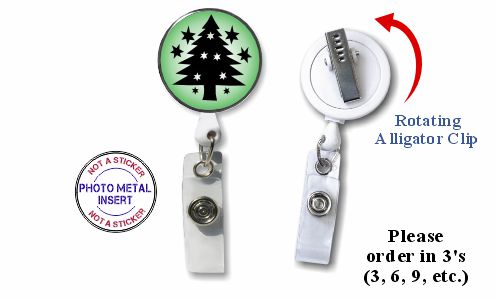 Retractable Badge Holder with Photo Metal: Christmas Tree