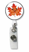 Retractable Badge Holder with Photo Metal: Fall Leaf