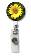 Retractable Badge Holder with Photo Metal: Yellow Daisy