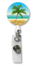 Retractable Badge Holder with Photo Metal: Palm Tree