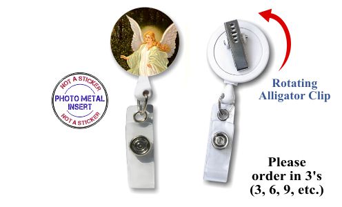 Retractable Badge Holder with Photo Metal: Guardian Angel