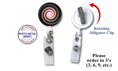 Retractable Badge Holder with Photo Metal: Swirl