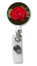 Retractable Badge Holder with Photo Metal: Red Rose