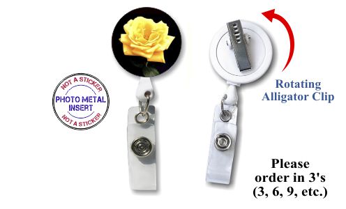 Yellow Rose Retractable Badge Holder