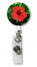 Retractable Badge Holder with Photo Metal: Hibiscus