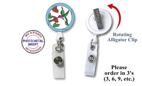 Retractable Badge Holder with Photo Metal: Hummingbird