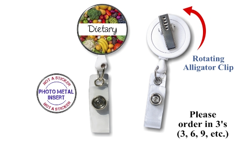 Retractable Badge Holder with Photo Metal: Dietary