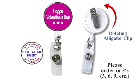 Retractable Badge Holder with Photo Metal: Valentine's Day