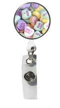 Retractable Badge Holder with Photo Metal: Candy Hearts