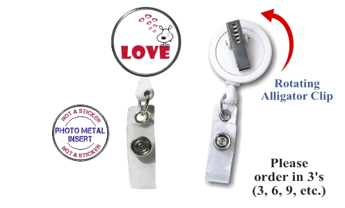 Retractable Badge Holder with Photo Metal: Love