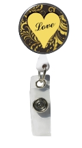 Retractable Badge Holder with Photo Metal: Gold Heart