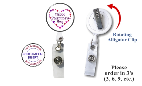 Retractable Badge Holder with Photo Metal: Valentine's Day
