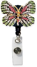 Butterfly Retractable Badge Holder with Rhinestones