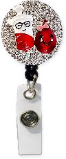 Rhinestone Retractable Badge Holder Syringe