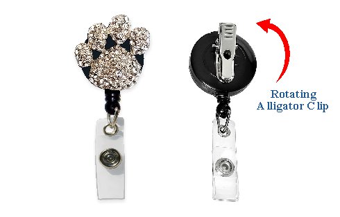 Rhinestone Retractable Badge Holder Paw Print