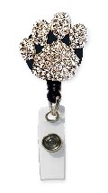 Rhinestone Retractable Badge Holder Paw Print