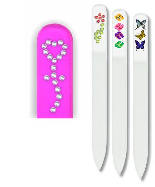 Glass Nail File: Flower Rhinestones