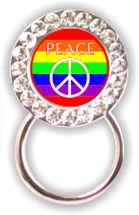 Rhinestone Eyeglass Holder: Peace Sign