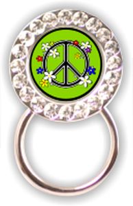 Rhinestone Eyeglass Holder: Peace Sign