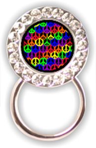 Rhinestone Eyeglass Holder: Peace Signs