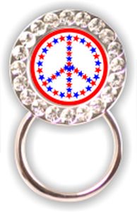 Rhinestone Eyeglass Holder: Peace Sign