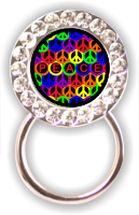 Rhinestone Eyeglass Holder: Peace Signs