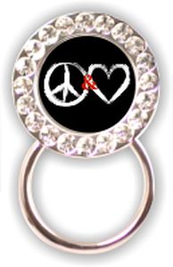 Rhinestone Eyeglass Holder: Peace & Love