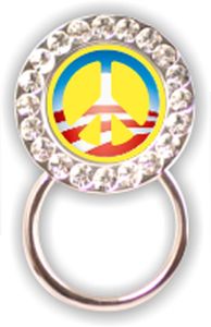 Rhinestone Eyeglass Holder: Peace Sign