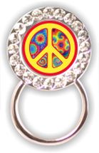 Rhinestone Eyeglass Holder: Peace Sign