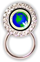 Rhinestone Eyeglass Holder: Peace & World