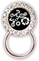 Rhinestone Eyeglass Holder: Black & White Floral