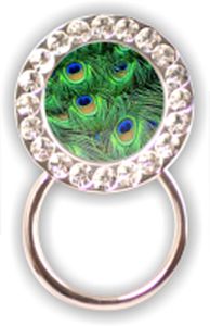 Rhinestone Eyeglass Holder: Peacock Feathers